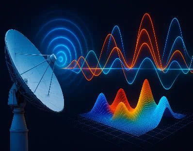Anten ve elektromanyetik dalgaları temsil eden görsel